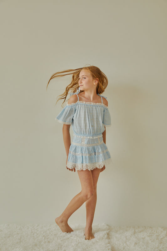 Shay Pastel Blue Heart Top