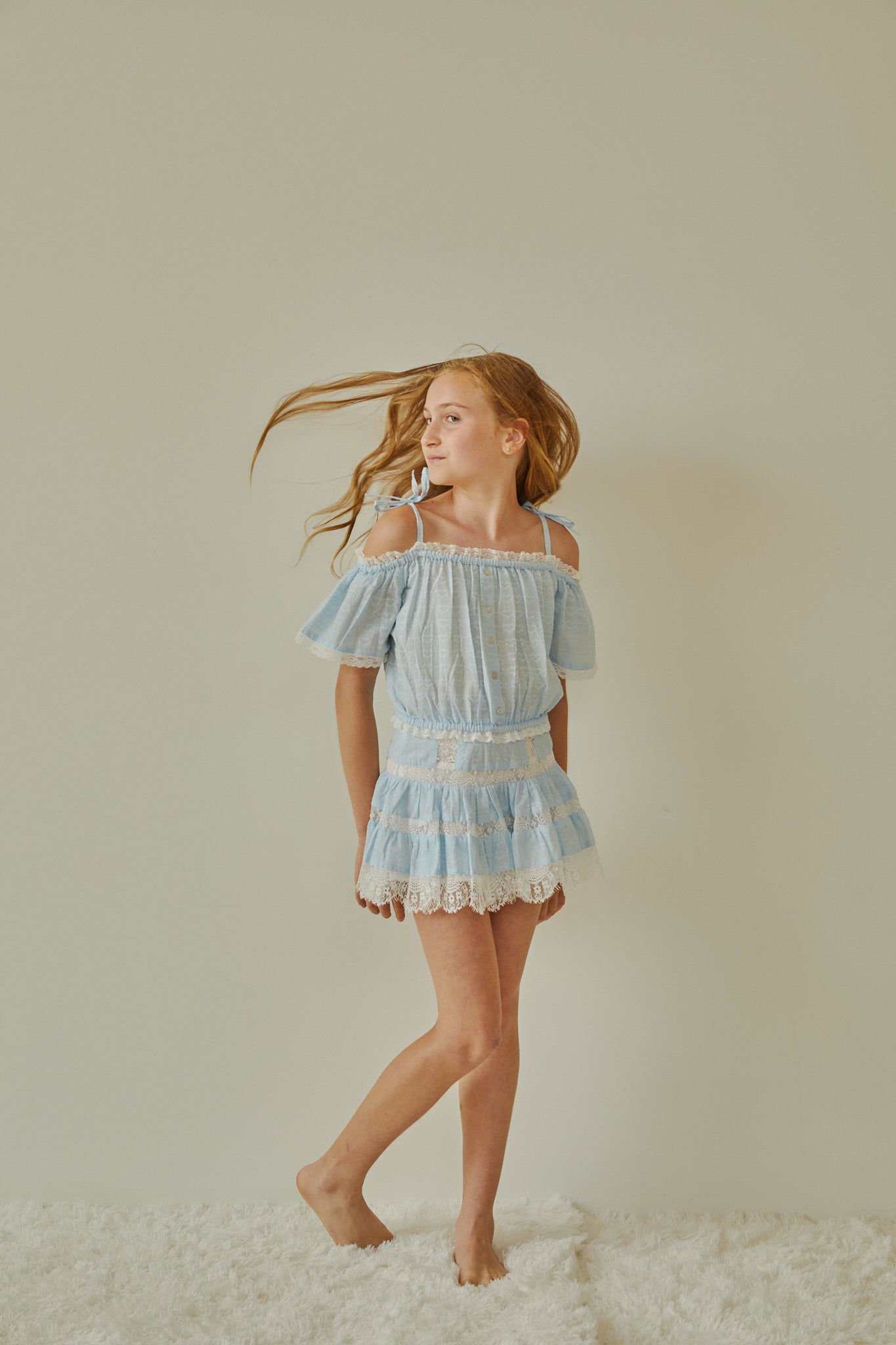 Luna Pastel Blue Heart Mini Skirt