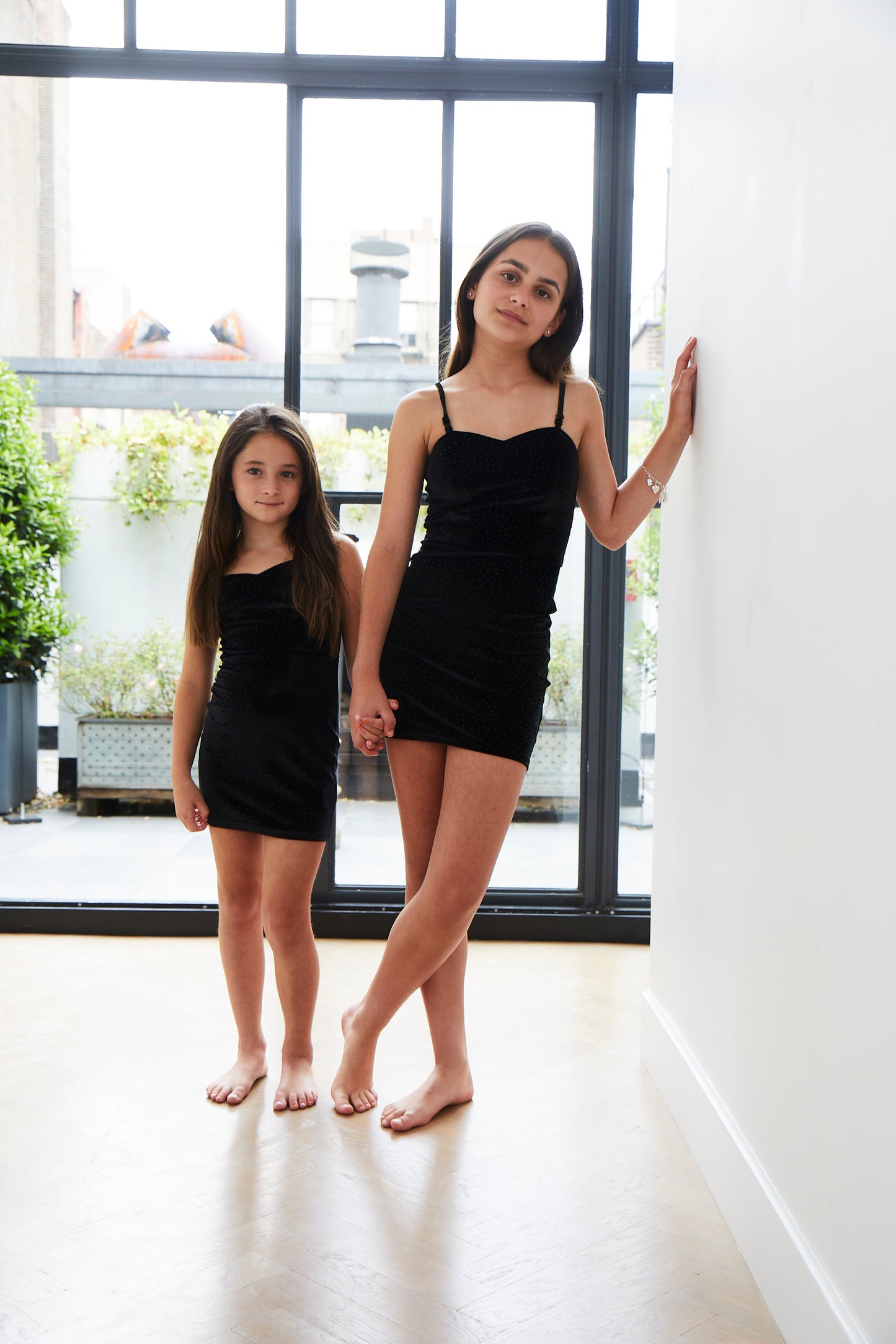 The Serena Dress Black Velour Studs
