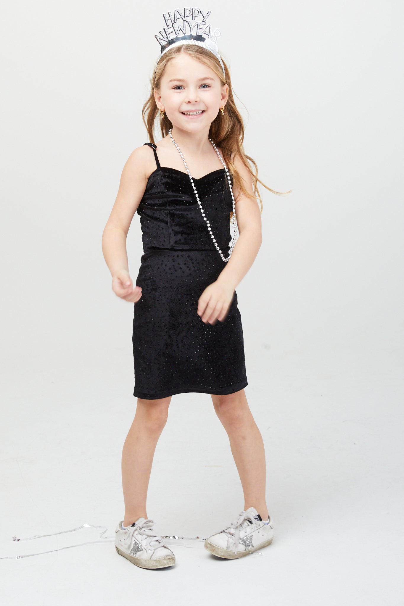 The Serena Dress Black Velour Studs