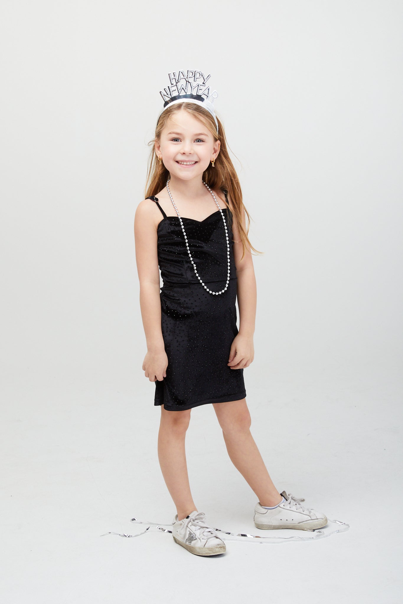 The Serena Dress Black Velour Studs