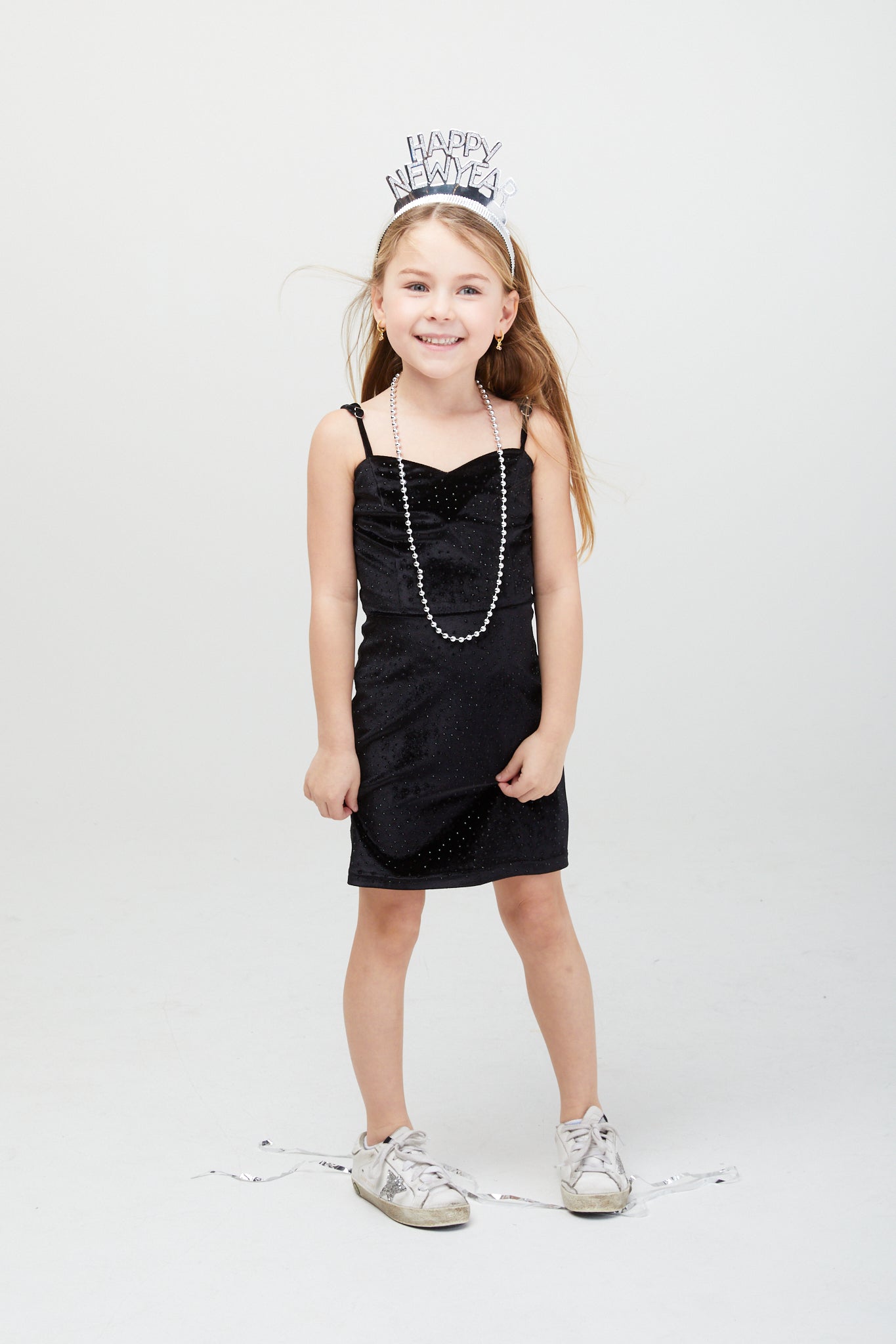 The Serena Dress Black Velour Studs