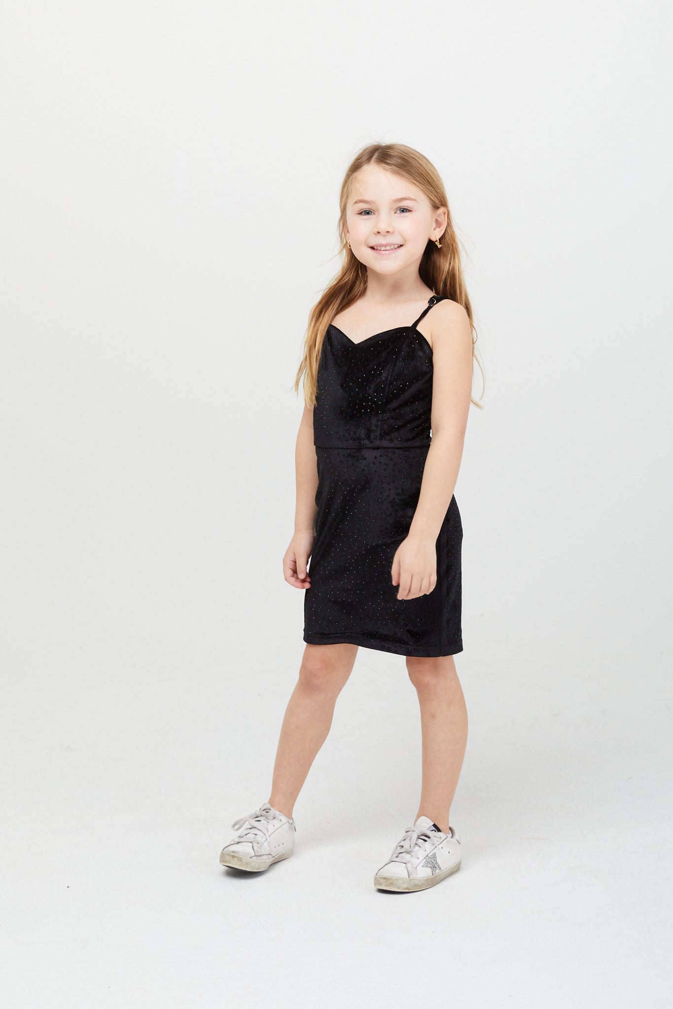 The Serena Dress Black Velour Studs