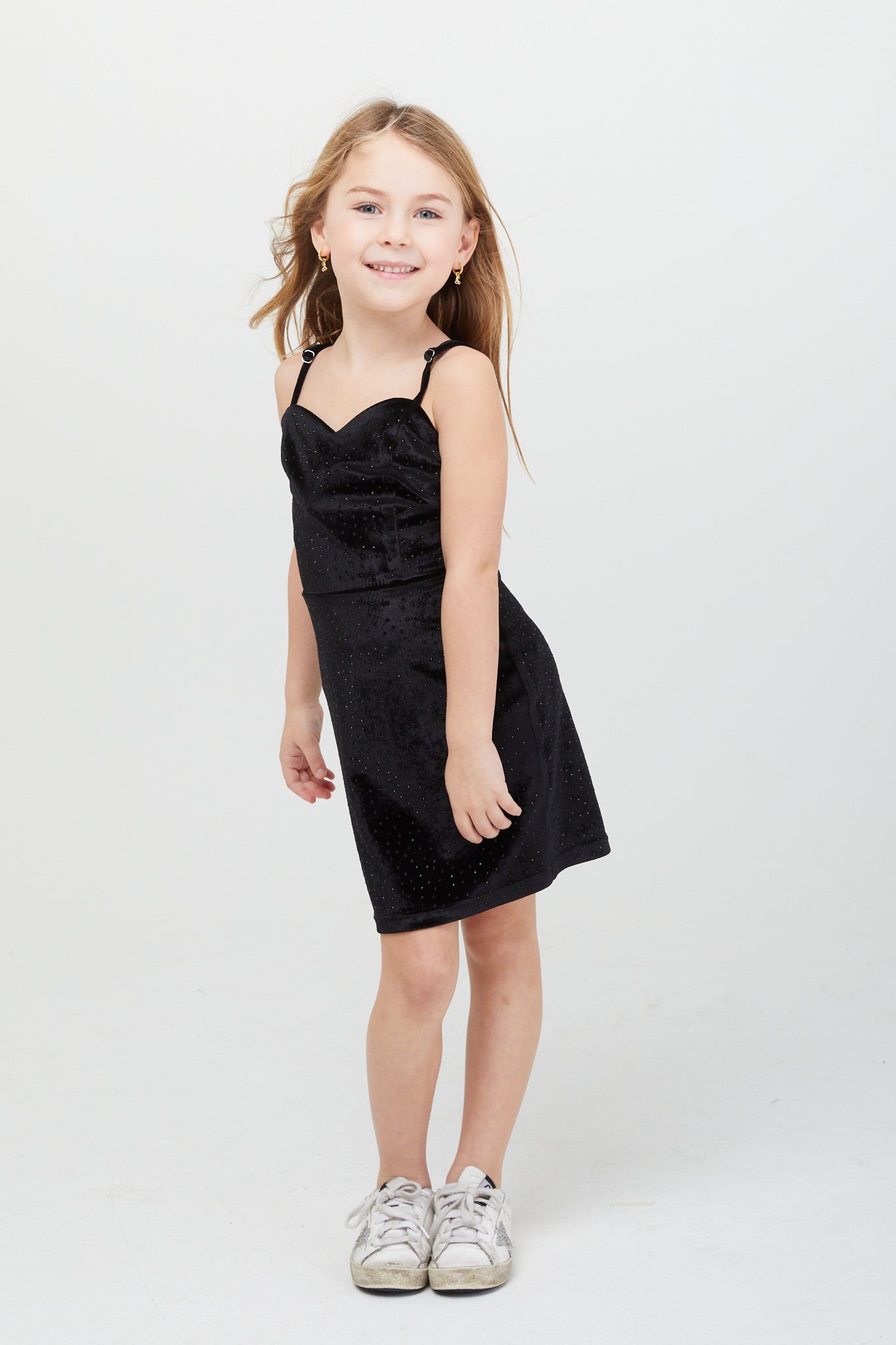 The Serena Dress Black Velour Studs