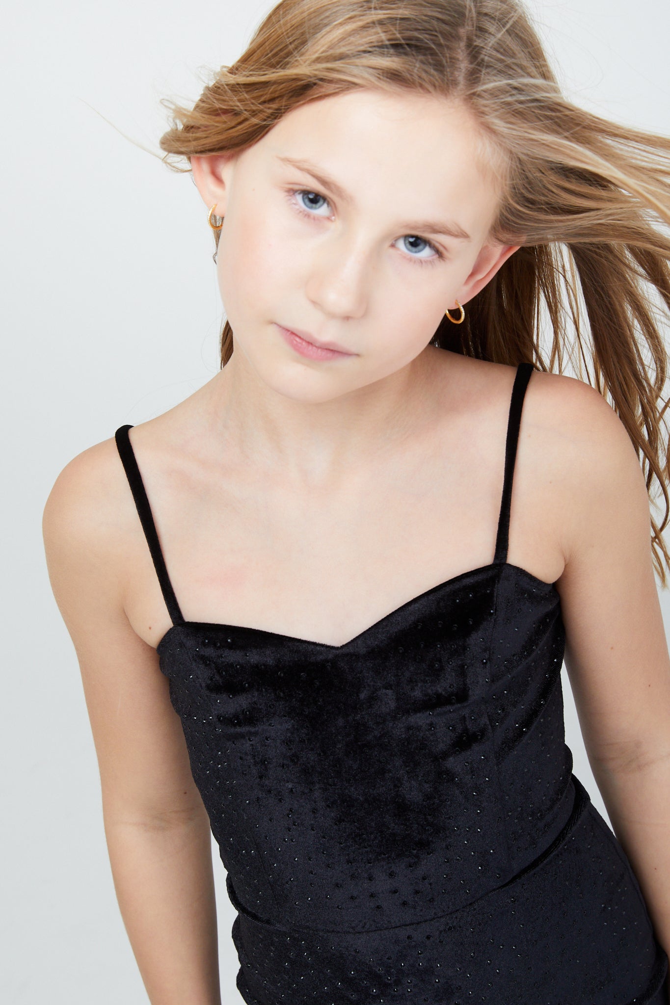 The Serena Dress Black Velour Studs