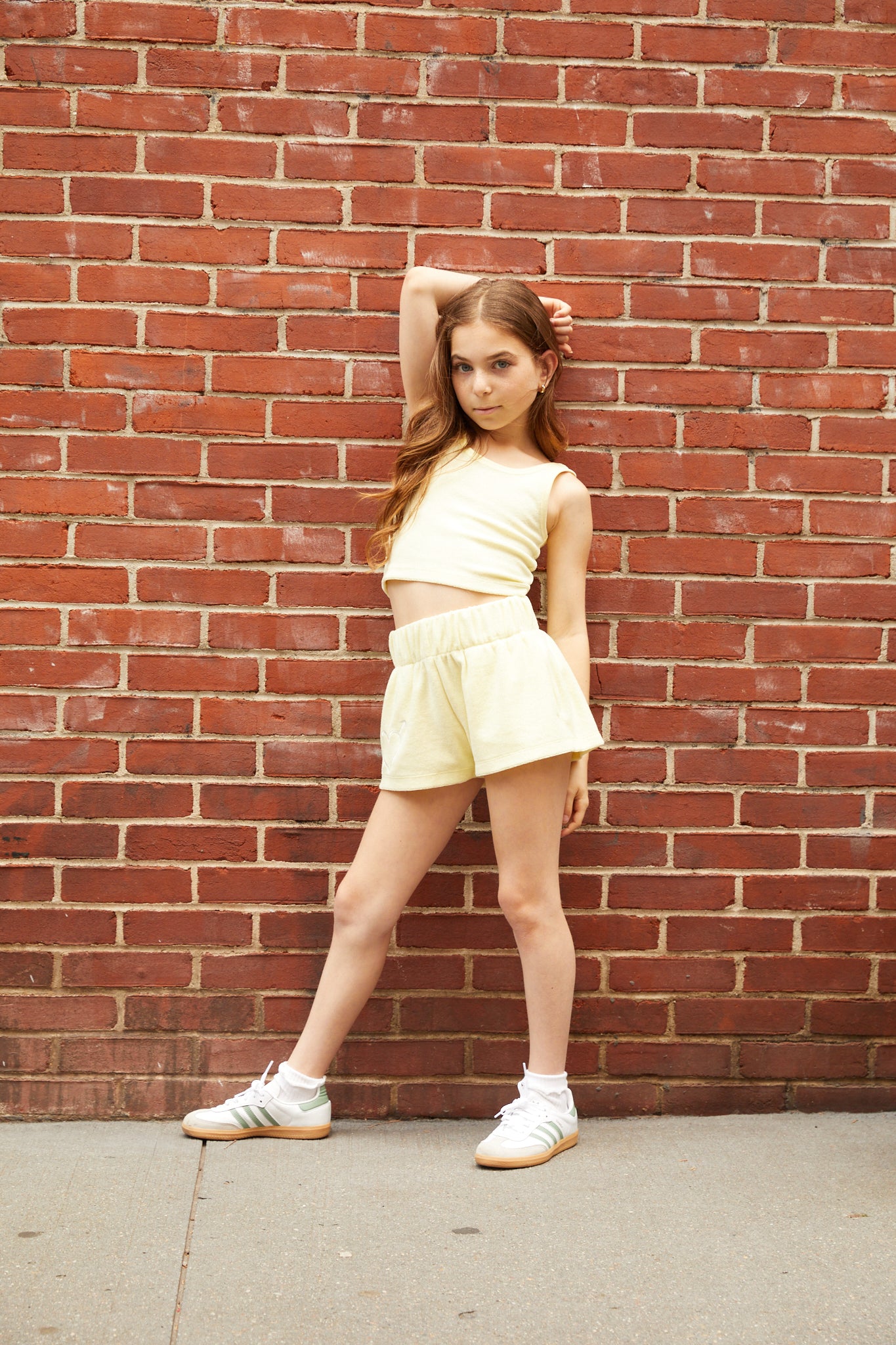 Sammie Pastel Yellow With Heart & Arrow Terry Shorts