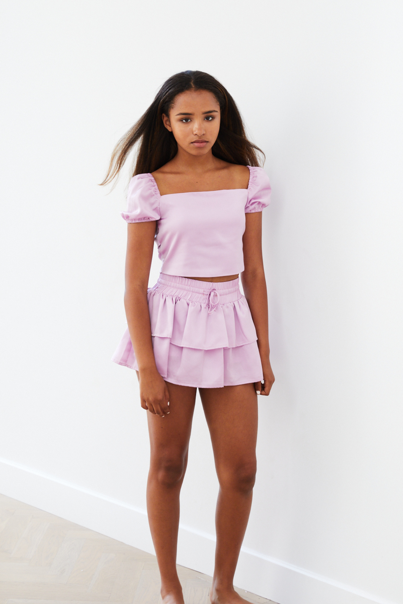 Noa Satin Lavender Tie Back Top
