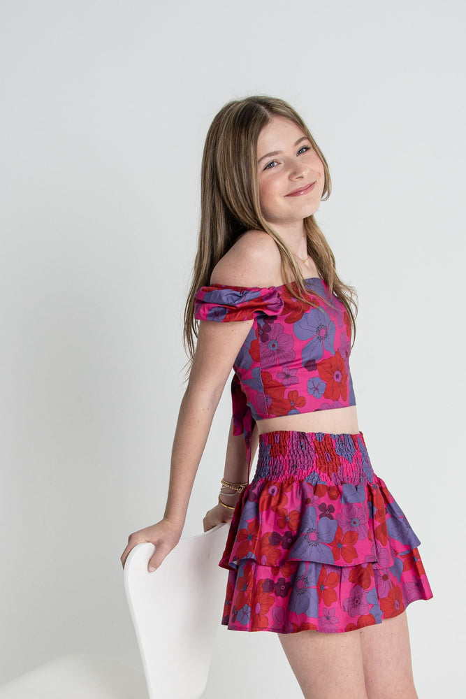 The Noa Double Top - Fall Pink 70's Floral