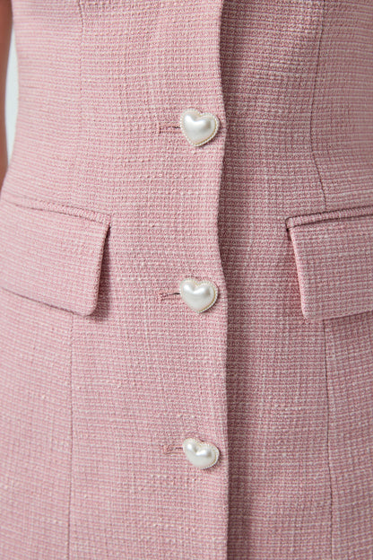 KDR68-1 Zoe Pink Cap Sleeve Button Down Dress