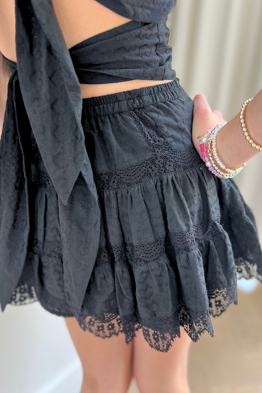 Luna Black Heart Lace Mini Skirt