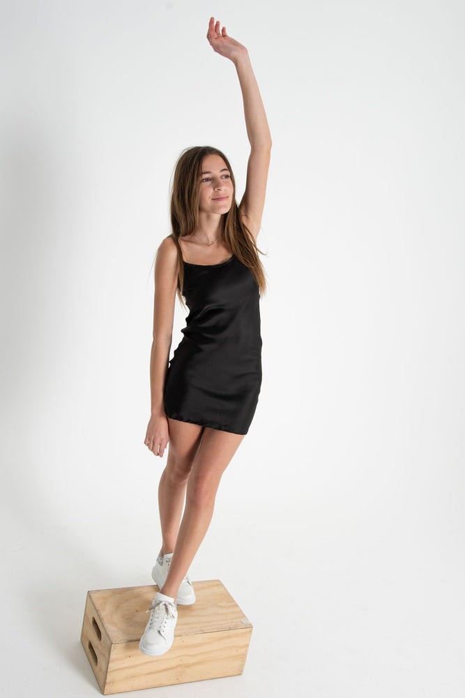 The Ariella Dress - Black in Silk Stretch Charmeuse
