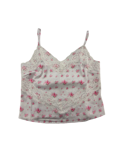 Margot English Rose - Resort With Cream Lace Satin Tank With Lace Trim