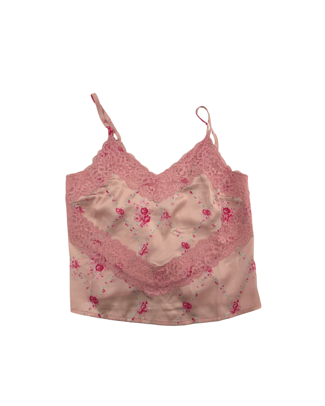 Margot Vintage Rose Ballet Pink With Ballet Pink Lace Satin Tank With Lace Trim