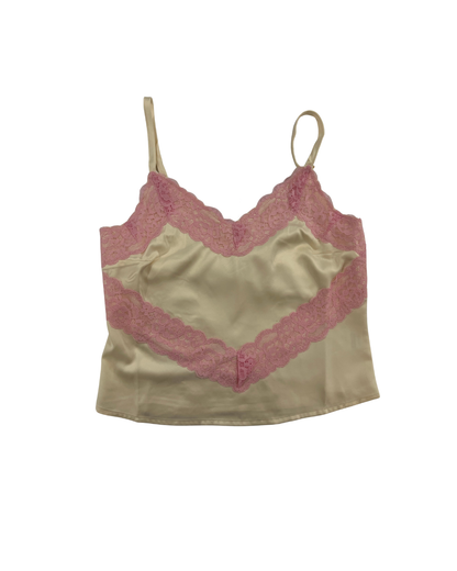 Margot Champagne With Ballet Pink Lace Satin Tank With Lace Trim