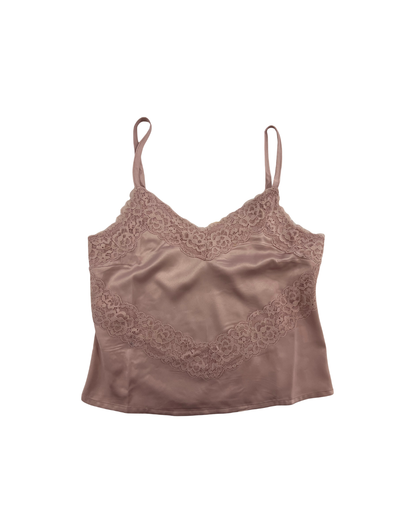 Margot Mauve With Mauve Lace Satin Tank With Lace Trim