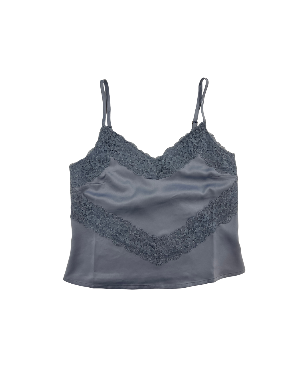 Margot Metal With Metal Lace Satin Tank With Lace Trim