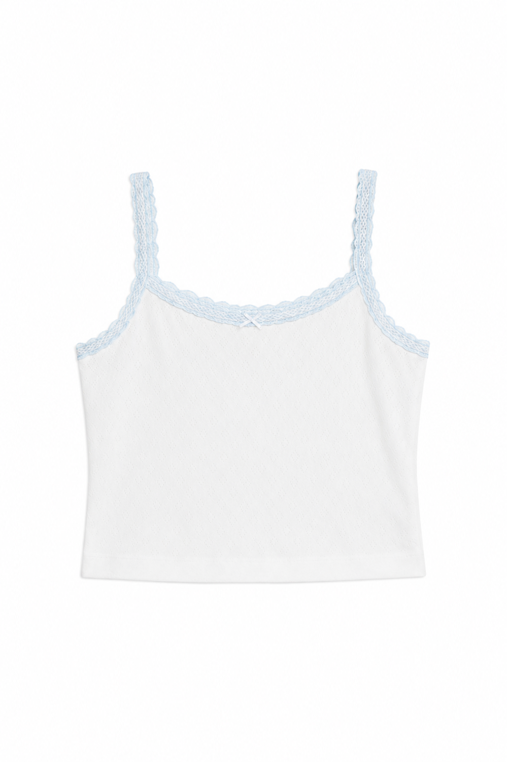 Lizzie White With Blue Lace Heart Pointelle Tank