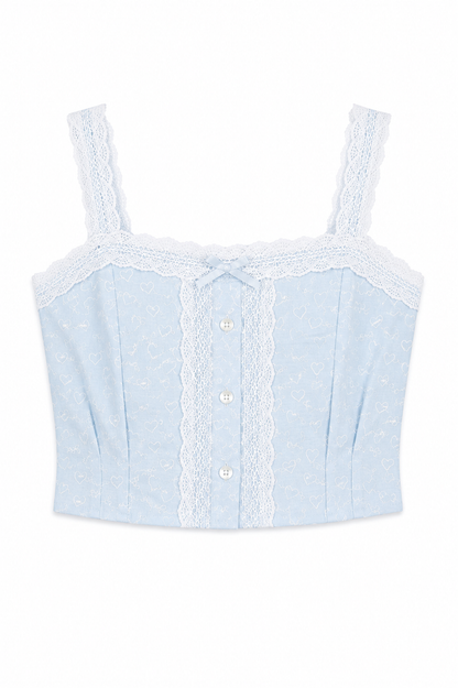 Skylar Pastel Blue Heart Tank Top