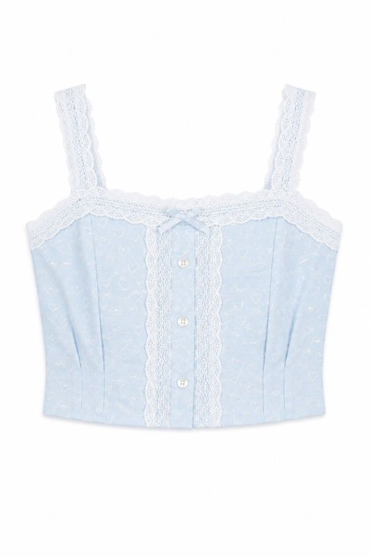 Skylar Pastel Blue Heart Tank Top