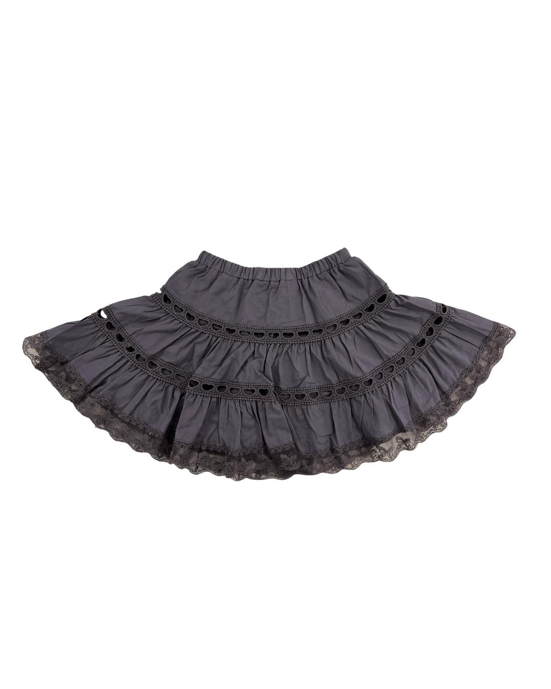 Sophia Light Grey Cotton Lace Heart Bow Lace Mini Skirt