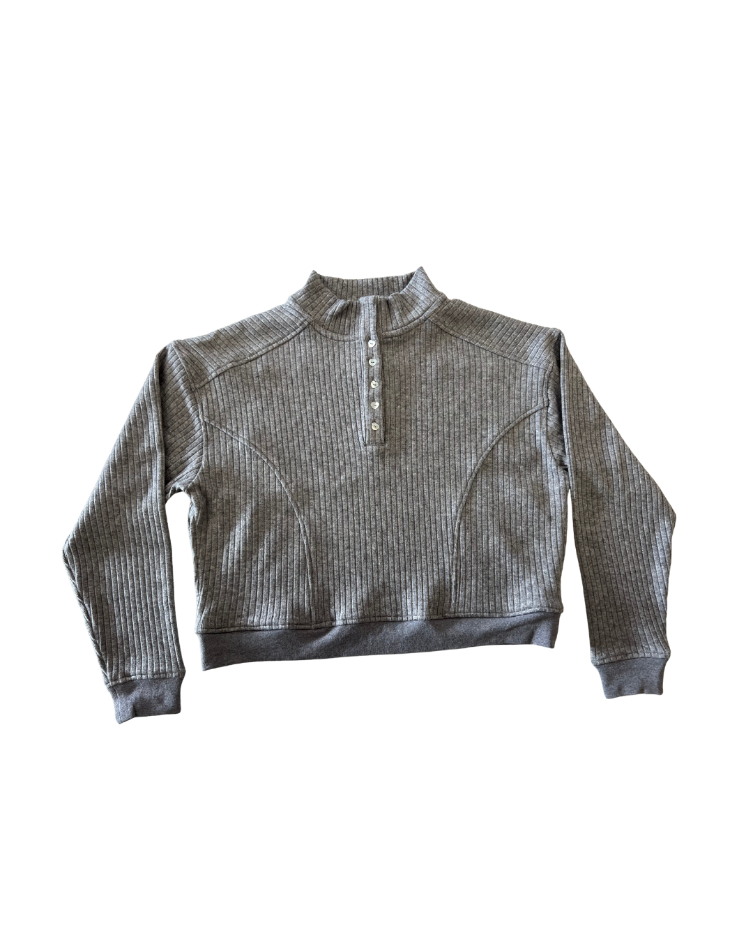 Crosby Grey Heavyweight Ribbed Button Pull Over