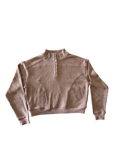 Crosby Ballet Pink Heavyweight Ribbed Button Pull Over