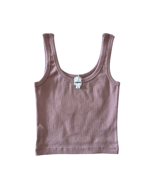 Stella Studded Ballet Pink Ribbed Studded Tank