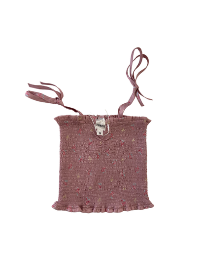 Georgia Rose Bow Mauve Satin Smocked Top
