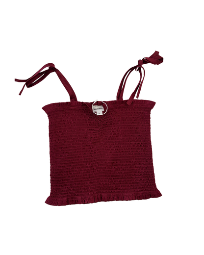 Georgia Merlot Satin Smocked Top