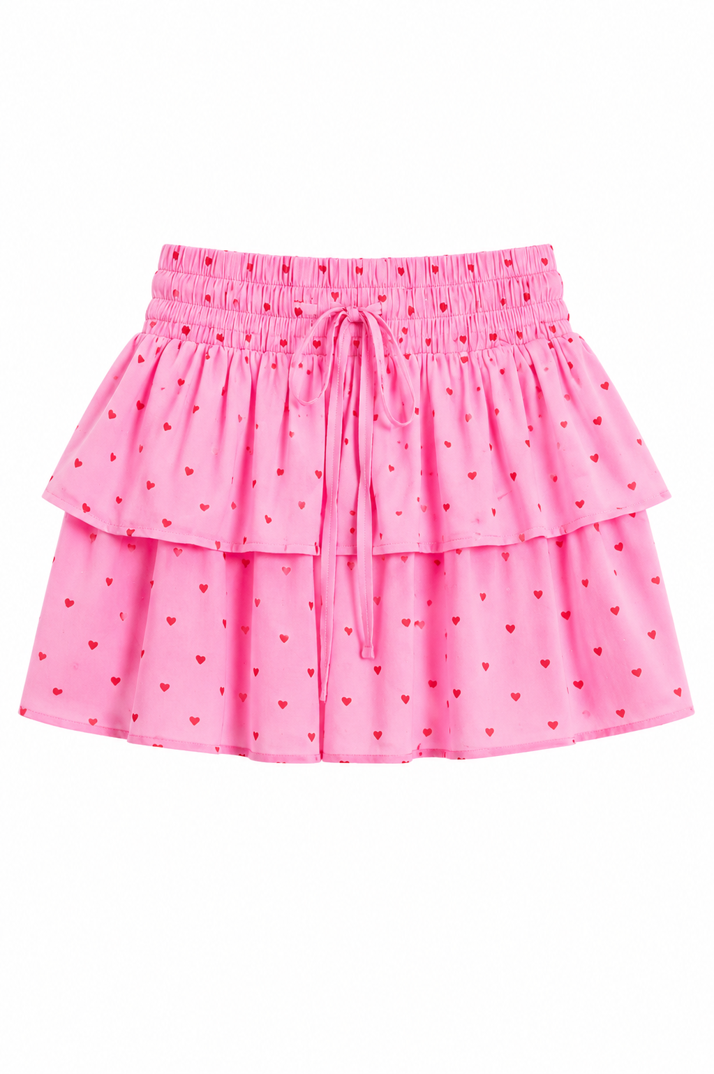 Willow Pink With Red Hearts Satin Skort
