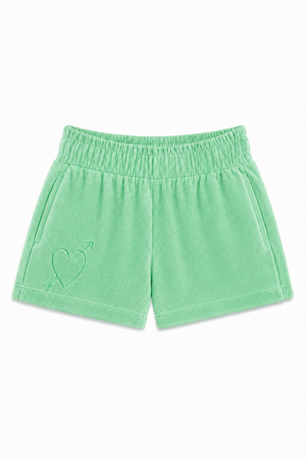 Sammie Camp Green With Heart & Arrow Terry Shorts