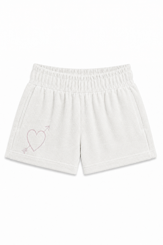 Sammie White With Heart & Harrow Terry Shorts
