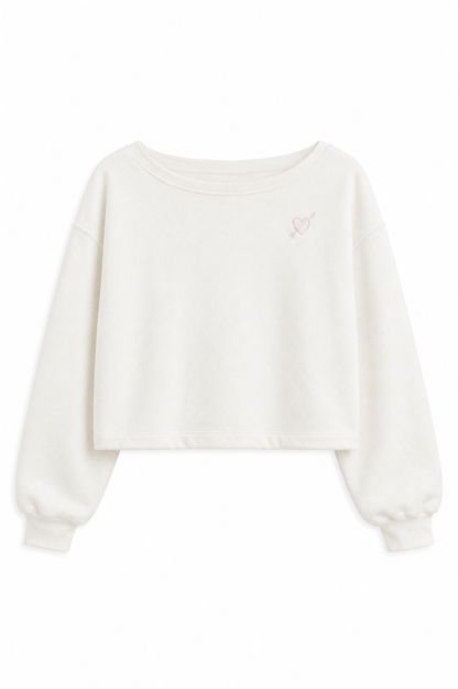Hailey White With Heart & Harrow Terry Sweatshirt