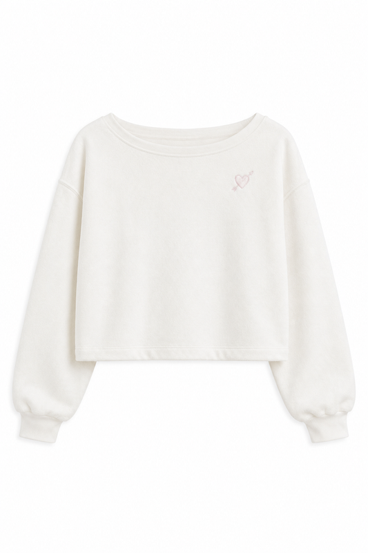 Hailey White With Heart & Harrow Terry Sweatshirt