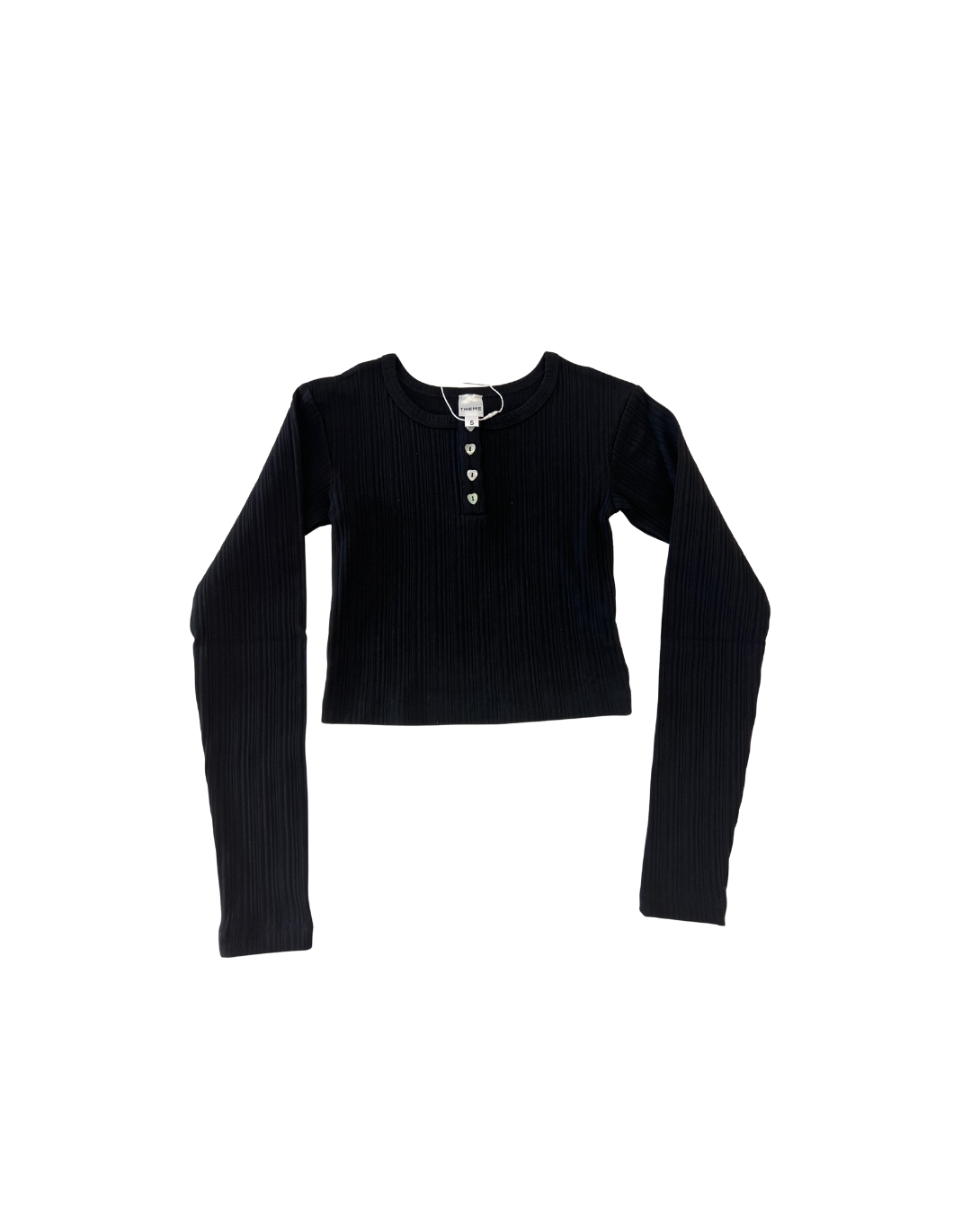 Savi Black Lightweight Ribbed Henley