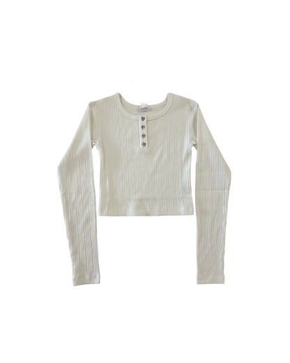 Savi White Lightweight Ribbed Henley