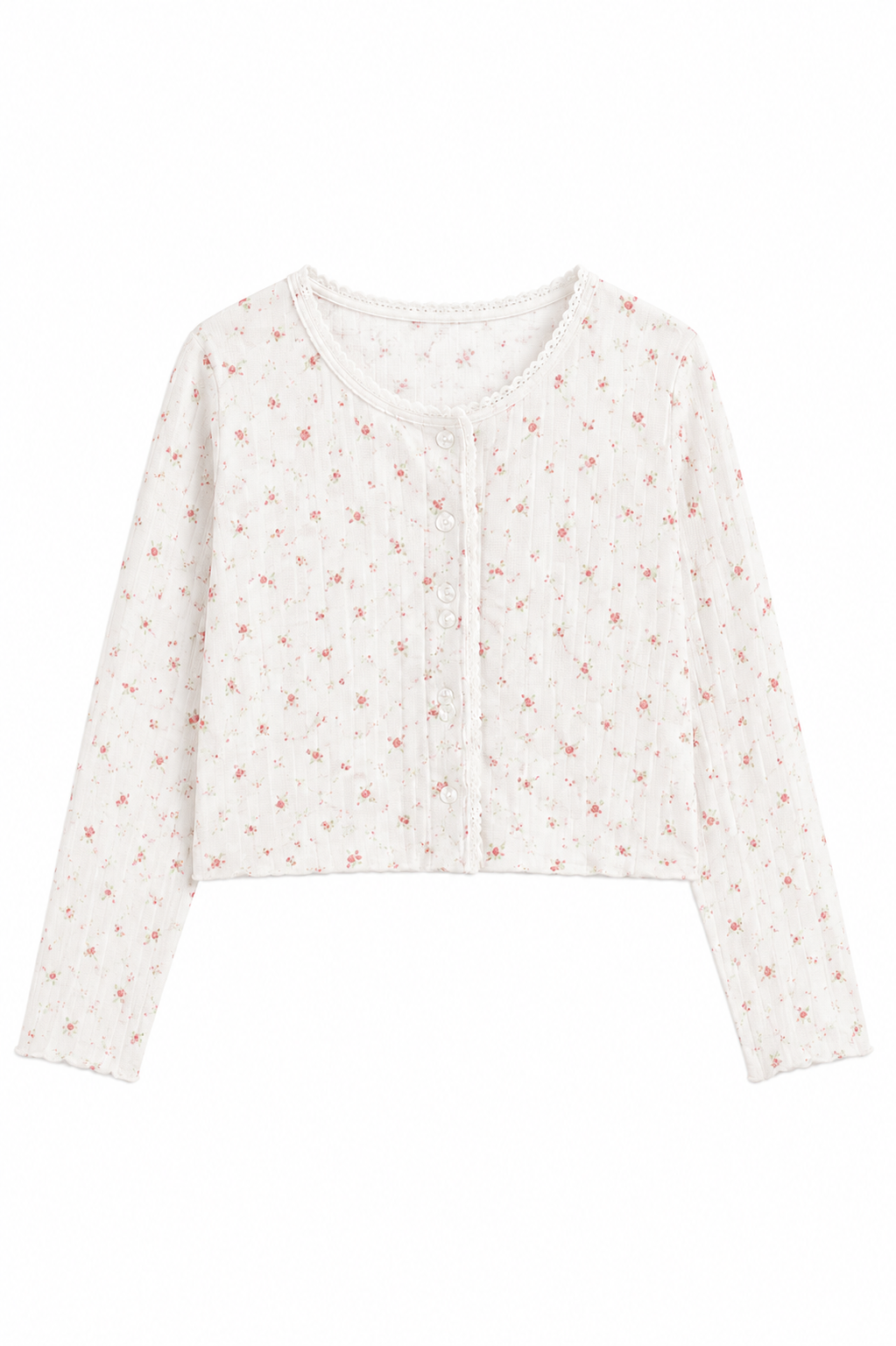 Marni White With Rose Pointelle Cardigan