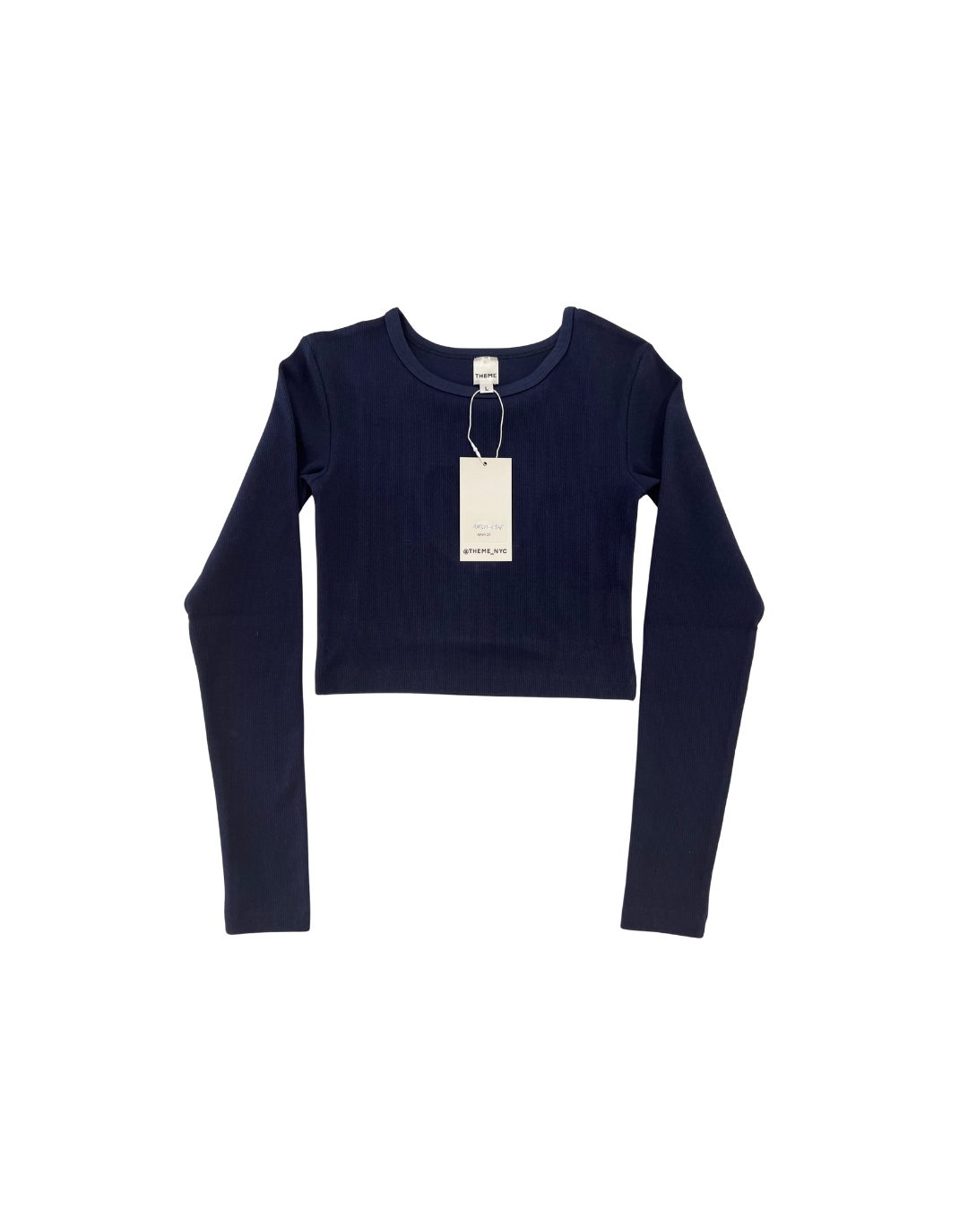 Bea Navy Ribbed Long Sleeve