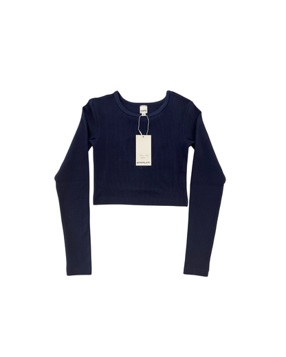 Bea Navy Ribbed Long Sleeve