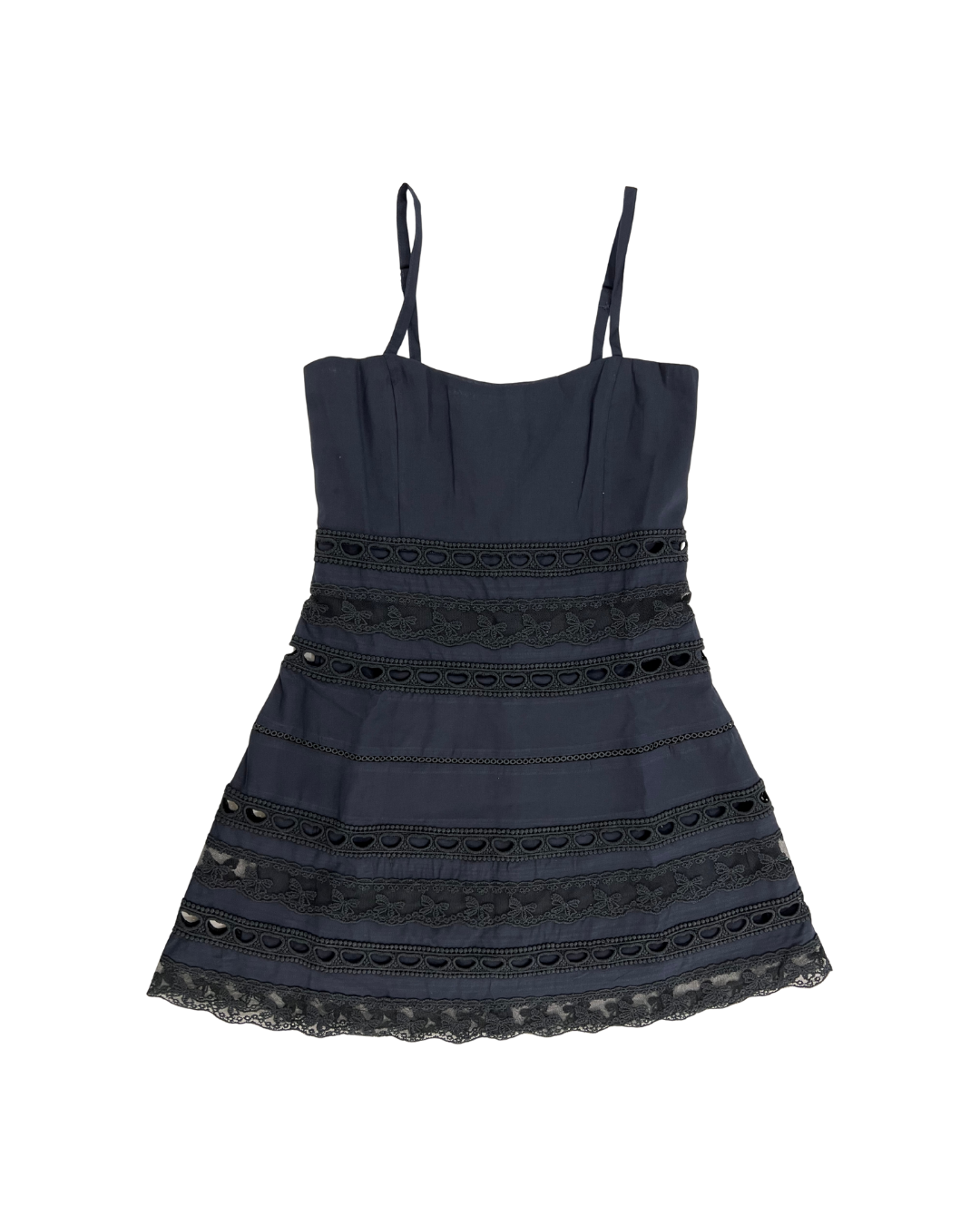 Isabella Charcoal Cotton Lace Heart Bow Lace Dress