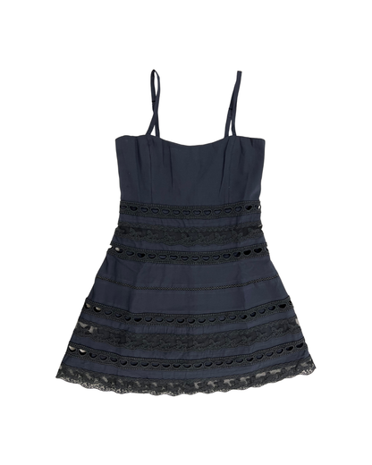 Isabella Charcoal Cotton Lace Heart Bow Lace Dress