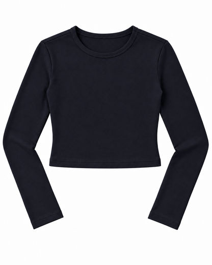 Bea Navy Ribbed Long Sleeve