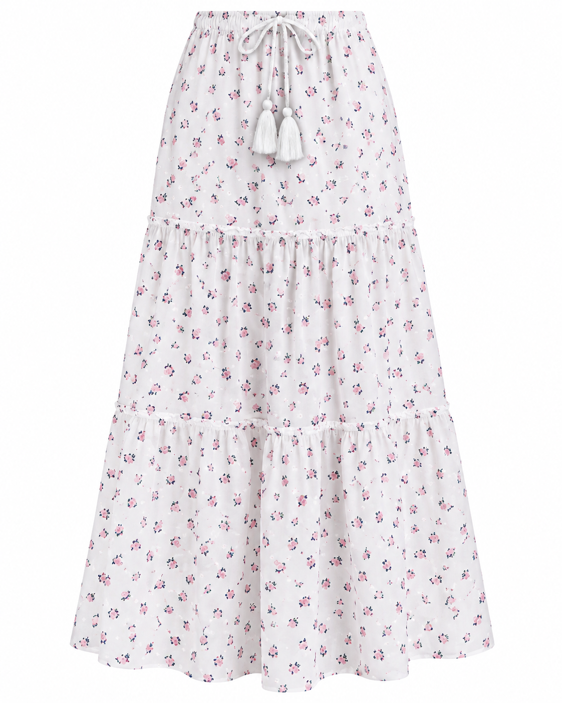 Bella White Rose Maxi with Tassels