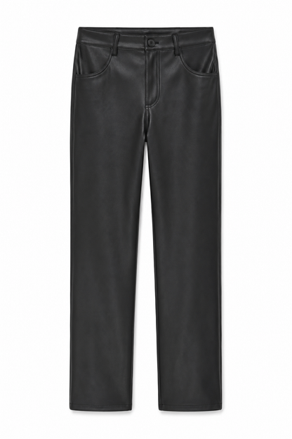 Joie Black Vegan Leather Straight Leg Pants