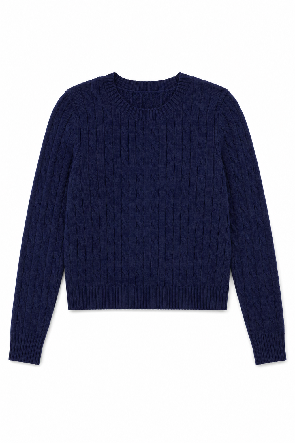 Leighton Lighter Navy Cable Knit Sweater Cable Knit Pullover With Heart Arrow Embroidery