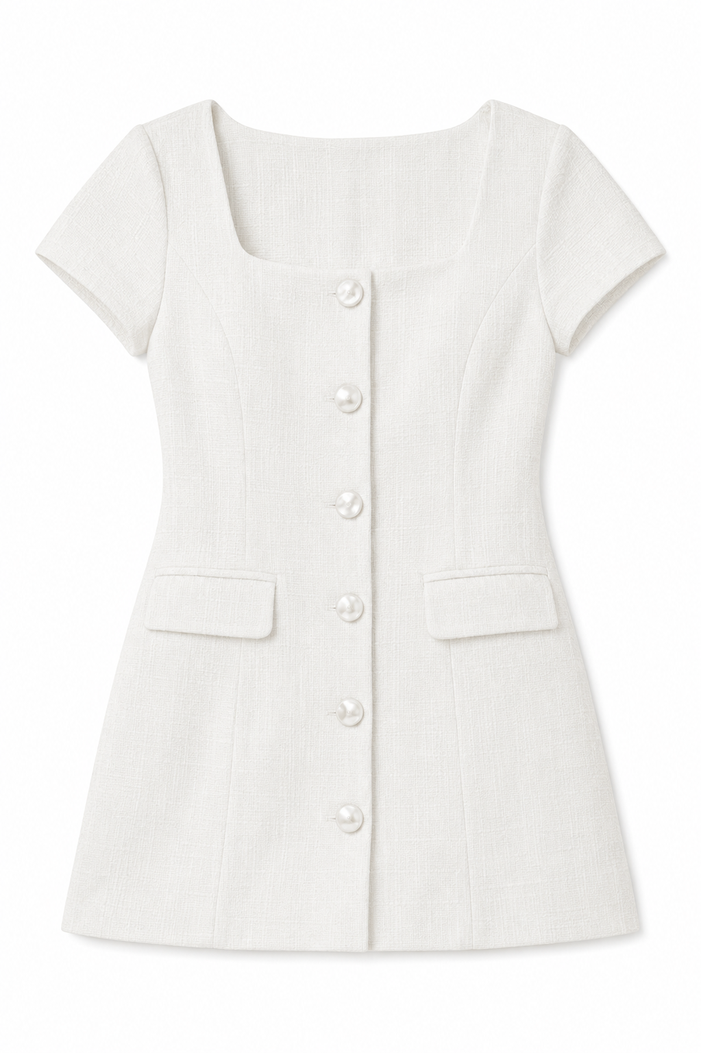 Zoe White Cap Sleeve Button Down Dress