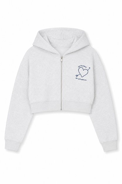 Mia White Grey French Terry Zip up Hoodie - Travel Set