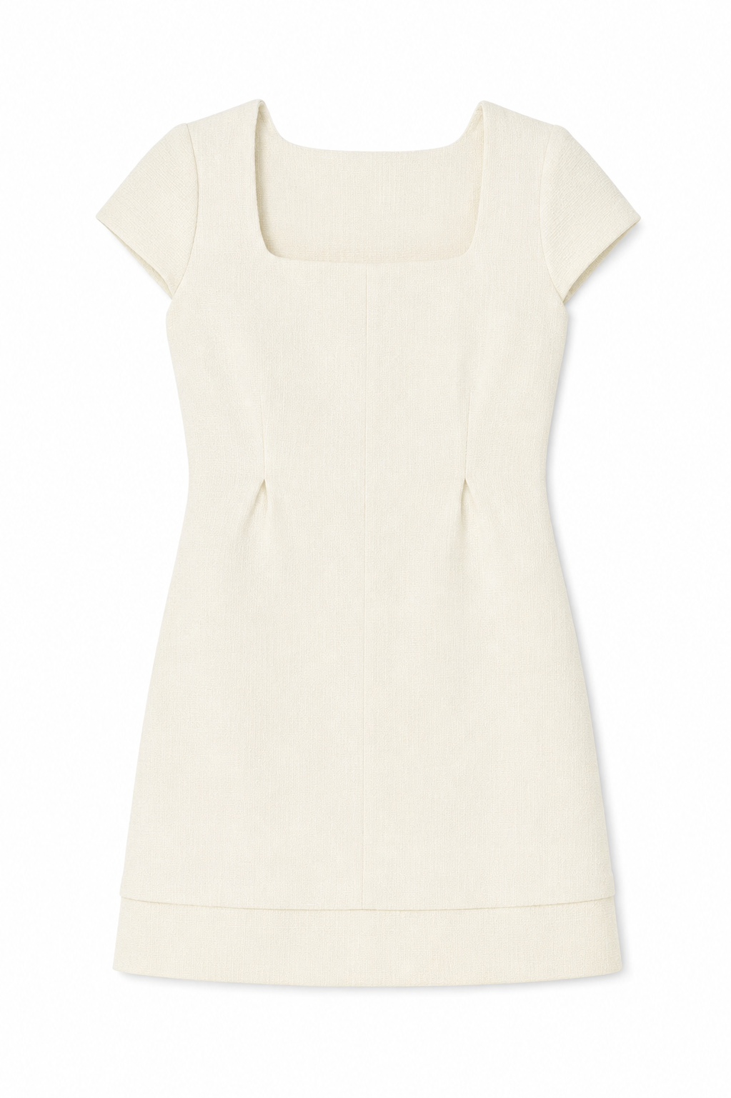 Fifine Beige Cap Sleeve Tweed Dress