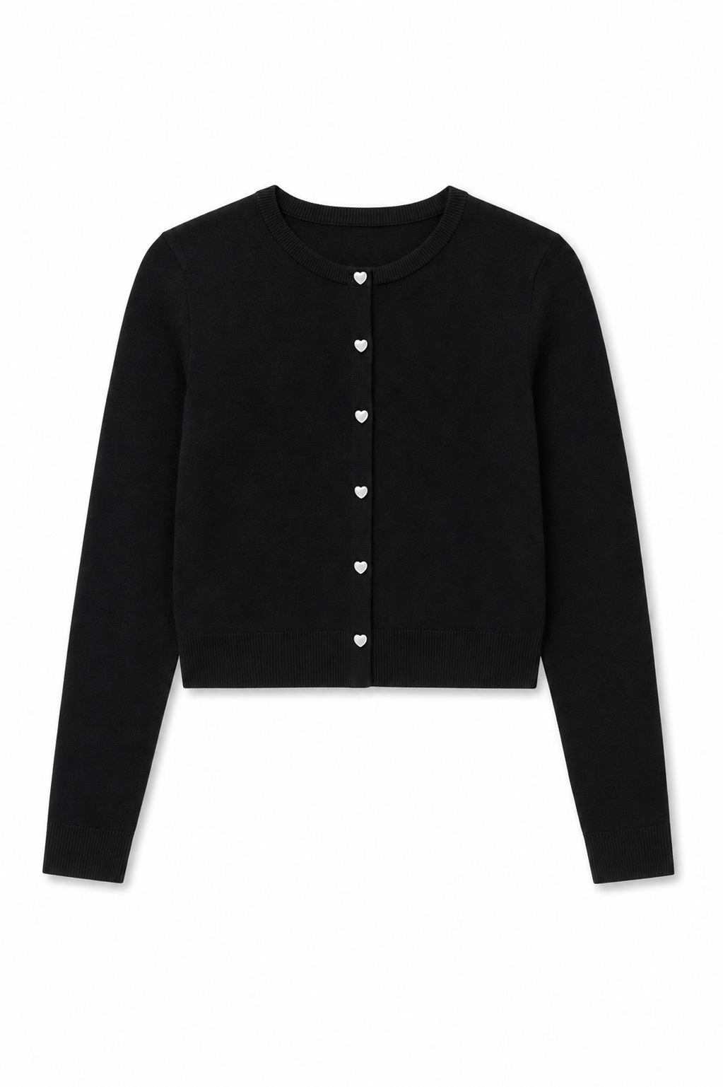 Mickey Black Cardigan Sweater with Heart Buttons