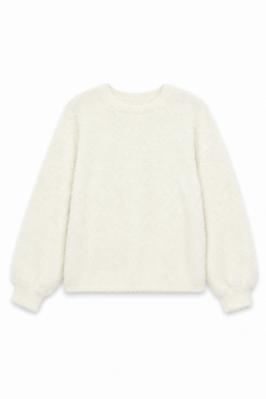 Maya Taupe Fluffy Drop Shoulder Sweater
